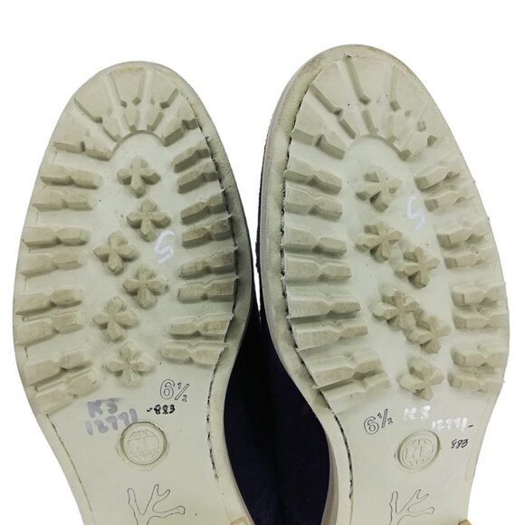 Isaia Napoli Blue Suede Brogues Oxford Loafers Size 6.5 US Mens 7.5 Womens 9.5 - Picture 12 of 13